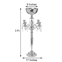 Metal 4 Arm Candelabra Votive Candle Holder, Flower Vase Bowl 33" -Home Decor Promotional Store CHDLR 039 SILV 98.progressive 2bd5f8de c56e 41a5 af14 2408de037e7e