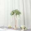 2 Pack | Gold Tall Crystal Beaded Trumpet Vase Set, Table Centerpiece