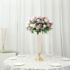 2 Pack | Gold Tall Crystal Beaded Trumpet Vase Set, Table Centerpiece -Home Decor Promotional Store CHDLR 042 28 GOLD 0.progressive 1a99530a 517a 4f4b b04e f81a12d0126a