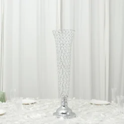 2 Pack | Silver Tall Crystal Beaded Trumpet Vase Set, Table Centerpiece -Home Decor Promotional Store CHDLR 042 28 SILV D02.progressive 374727ef e68c 4776 a0e3 2a3cf402f27e