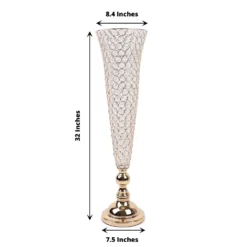 2 Pack | Gold Tall Crystal Beaded Trumpet Vase Set, Table Centerpiece -Home Decor Promotional Store CHDLR 042 32 GOLD 98
