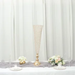 2 Pack | Gold Tall Crystal Beaded Trumpet Vase Set, Table Centerpiece -Home Decor Promotional Store CHDLR 042 32 GOLD D07.progressive a3cf72ae 3d20 480b af08 4d9da6c54d0a