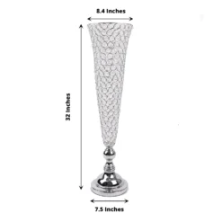 2 Pack | Silver Tall Crystal Beaded Trumpet Vase Set, Table Centerpiece -Home Decor Promotional Store CHDLR 042 32 SILV 98.progressive 3d0396d7 d51e 4c0c a670 ca6d72a9b2ce