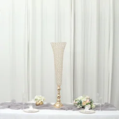 2 Pack | Gold Tall Crystal Beaded Trumpet Vase Set, Table Centerpiece -Home Decor Promotional Store CHDLR 042 40 GOLD D05.progressive ac608c06 3a14 4786 9362 a348347035ff