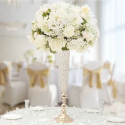 2 Pack | Gold Tall Crystal Beaded Trumpet Vase Set, Table Centerpiece -Home Decor Promotional Store CHDLR 042 40 GOLD 01.progressive 5c7ea7b0 8afd 4869 b2ea 52fd026da8f8