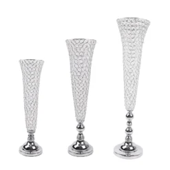 2 Pack | Silver Tall Crystal Beaded Trumpet Vase Set, Table Centerpiece -Home Decor Promotional Store CHDLR 042 40 SILV D07.progressive 5ce71193 d7b5 4bf0 8442 600320101e77