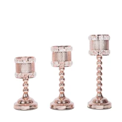 3 Pack | Acrylic Crystal Beaded Votive Candle Holders, Goblet Candle Holder Set -Home Decor Promotional Store CHDLR 043 054 D06