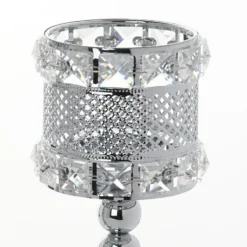 3 Pack | Acrylic Crystal Beaded Votive Candle Holders, Goblet Candle Holder Set -Home Decor Promotional Store CHDLR 043 SILV D02