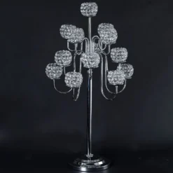 Metal Crystal Beaded Candelabra Candle Holders, Goblet Votive Candle Holders 40" Tall 13 Arm -Home Decor Promotional Store CHDLR 047 PARENT 3