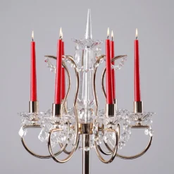 Gold Metal Candelabra Taper Candle Holders With Acrylic Crystals 40" Tall 6 Arm -Home Decor Promotional Store CHDLR 048 GOLD D04