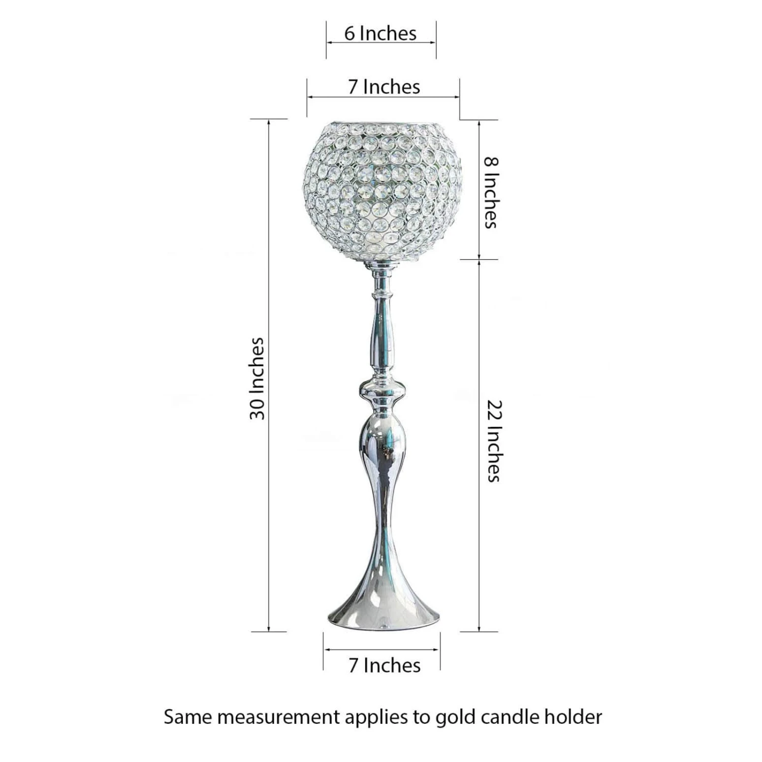 Metal Acrylic Crystal Goblet Candle Holder, Flower Ball Stand 30" 5 Metal Acrylic Crystal Goblet Candle Holder, Flower Ball Stand 30" - Image 5