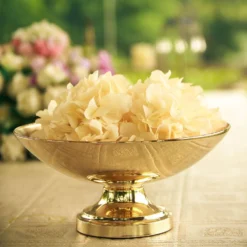 15" Round Metal Pedestal Flower Pot Floating Candle Bowl, Display Dish