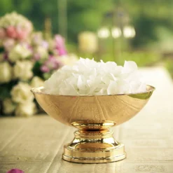 12" Round Metal Pedestal Flower Pot Floating Candle Bowl, Display Dish -Home Decor Promotional Store CHDLR 054 GOLD 11 D13