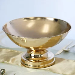 12" Round Metal Pedestal Flower Pot Floating Candle Bowl, Display Dish -Home Decor Promotional Store CHDLR 054 GOLD 11 01