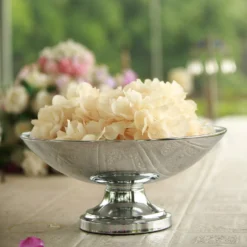 15" Round Metal Pedestal Flower Pot Floating Candle Bowl, Display Dish -Home Decor Promotional Store CHDLR 054 SILV 14 D12