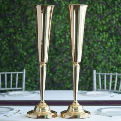 2 Pack Shiny Metallic Reversible Hourglass Vase Set, Votive Candle Holders 29" -Home Decor Promotional Store CHDLR 056 GOLD D01