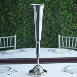 2 Pack Shiny Metallic Reversible Hourglass Vase Set, Votive Candle Holders 29" -Home Decor Promotional Store CHDLR 056 SILV 01