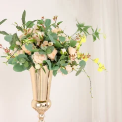 Gold Trumpet Metal Flower Vase, European Style Centerpiece - Square Base 27" Tall -Home Decor Promotional Store CHDLR 062 28 GOLD D03.progressive be0bae1c a714 48e2 85f3 22e98be951c5