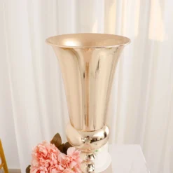 Gold Trumpet Metal Flower Vase, European Style Centerpiece - Square Base 27" Tall -Home Decor Promotional Store CHDLR 062 28 GOLD D08.progressive 01ca9295 66d9 4e60 b544 182f1805c115