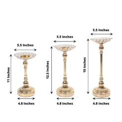 Set Of 3 | Gold Metal Crystal Beaded Votive Candle Holder Centerpieces, Tea Light Candle Holder Stands - 11",13",15" 25 Set Of 3 | Gold Metal Crystal Beaded Votive Candle Holder Centerpieces, Tea Light Candle Holder Stands - 11",13",15" -Home Decor Promotional Store CHDLR 064 SET GOLD 98