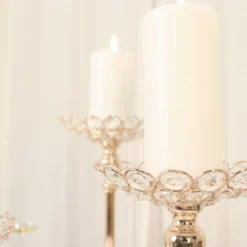 Set Of 3 | Gold Metal Crystal Beaded Votive Candle Holder Centerpieces, Tea Light Candle Holder Stands - 11",13",15" 21 Set Of 3 | Gold Metal Crystal Beaded Votive Candle Holder Centerpieces, Tea Light Candle Holder Stands - 11",13",15" -Home Decor Promotional Store CHDLR 064 SET GOLD D02