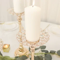 Set Of 3 | Gold Metal Crystal Beaded Votive Candle Holder Centerpieces, Tea Light Candle Holder Stands - 11",13",15" 22 Set Of 3 | Gold Metal Crystal Beaded Votive Candle Holder Centerpieces, Tea Light Candle Holder Stands - 11",13",15" -Home Decor Promotional Store CHDLR 064 SET GOLD D03