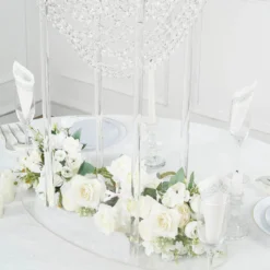 Acrylic Crystal Chandelier Bouquet Pillar Centerpiece, Large Flower Arrangement Table Stand 32" Tall -Home Decor Promotional Store CHDLR 065 32 CLR D08