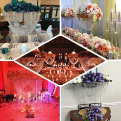 Acrylic Crystal Chandelier Bouquet Pillar Centerpiece, Large Flower Arrangement Table Stand 32" Tall -Home Decor Promotional Store CHDLR 065 32 CLR EBC2
