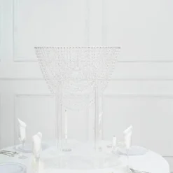 Acrylic Crystal Chandelier Bouquet Pillar Centerpiece, Large Flower Arrangement Table Stand 32" Tall -Home Decor Promotional Store CHDLR 065 32 CLR 02