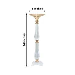 Gold / Clear Acrylic Crystal Pillar Candle Stand Table Centerpiece, Pedestal With Flower Bowl Top 30 Gold / Clear Acrylic Crystal Pillar Candle Stand Table Centerpiece, Pedestal With Flower Bowl Top -Home Decor Promotional Store CHDLR 066 24 GOLD 98