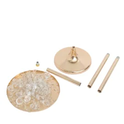 2 Pack 24" Gold Metal Flower Stand Table Centerpiece With Spiral Hanging Beads, Crystal Flower Pedestal Centerpiece -Home Decor Promotional Store CHDLR 068 24 GOLD D10