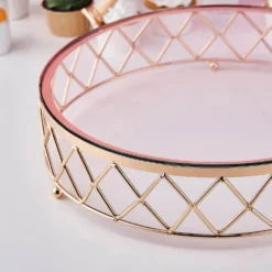Round Gold Metal Geometric Diamond Cut Pedestal Riser, Dessert Display Stand With Glass Top -Home Decor Promotional Store CHDLR CAKE08 14 GOLD D10.progressive cf89736f 8fc4 4476 9ab0 1f3aa92cbdc7