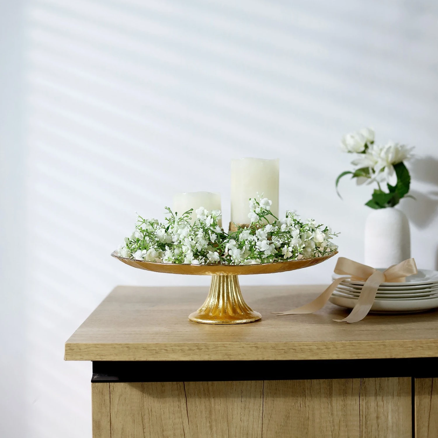 Glass Pedestal Plate Riser, Dessert/Appetizer Display Stand - Scalloped Edge 14" 9 Glass Pedestal Plate Riser, Dessert/Appetizer Display Stand - Scalloped Edge 14" - Image 9