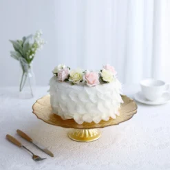 Glass Pedestal Plate Riser, Dessert/Appetizer Display Stand - Scalloped Edge 14" 23 Glass Pedestal Plate Riser, Dessert/Appetizer Display Stand - Scalloped Edge 14" -Home Decor Promotional Store CHDLR CAKE10 13 GOLD D03