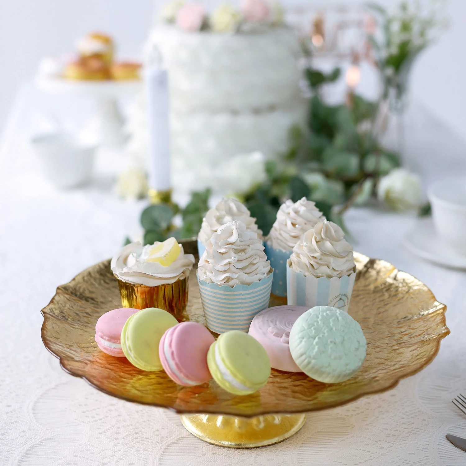 Glass Pedestal Plate Riser, Dessert/Appetizer Display Stand - Scalloped Edge 14" 1 Glass Pedestal Plate Riser, Dessert/Appetizer Display Stand - Scalloped Edge 14"