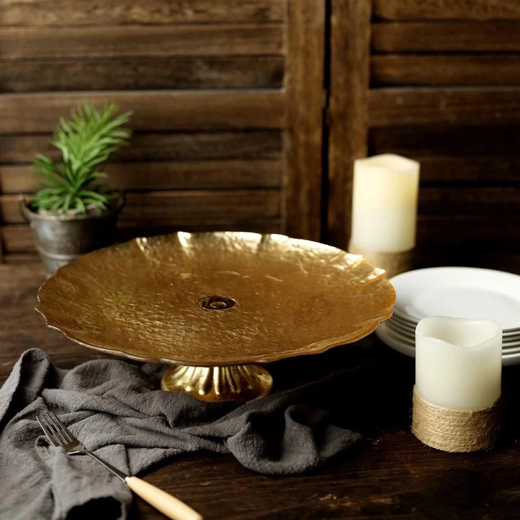 Glass Pedestal Plate Riser, Dessert/Appetizer Display Stand - Scalloped Edge 14" 12 Glass Pedestal Plate Riser, Dessert/Appetizer Display Stand - Scalloped Edge 14" - Image 12