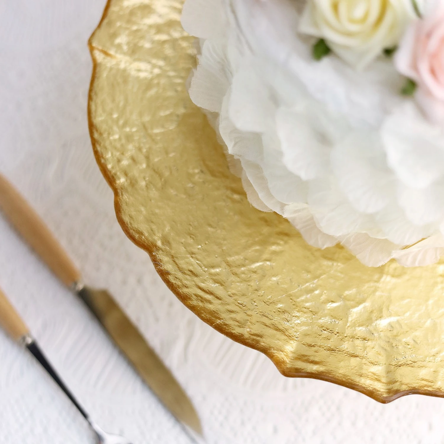 Glass Pedestal Plate Riser, Dessert/Appetizer Display Stand - Scalloped Edge 14" 10 Glass Pedestal Plate Riser, Dessert/Appetizer Display Stand - Scalloped Edge 14" - Image 10