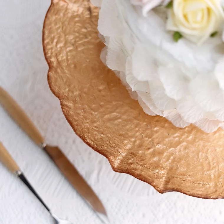 Glass Pedestal Plate Riser, Dessert/Appetizer Display Stand - Scalloped Edge 14" 20 Glass Pedestal Plate Riser, Dessert/Appetizer Display Stand - Scalloped Edge 14" - Image 20