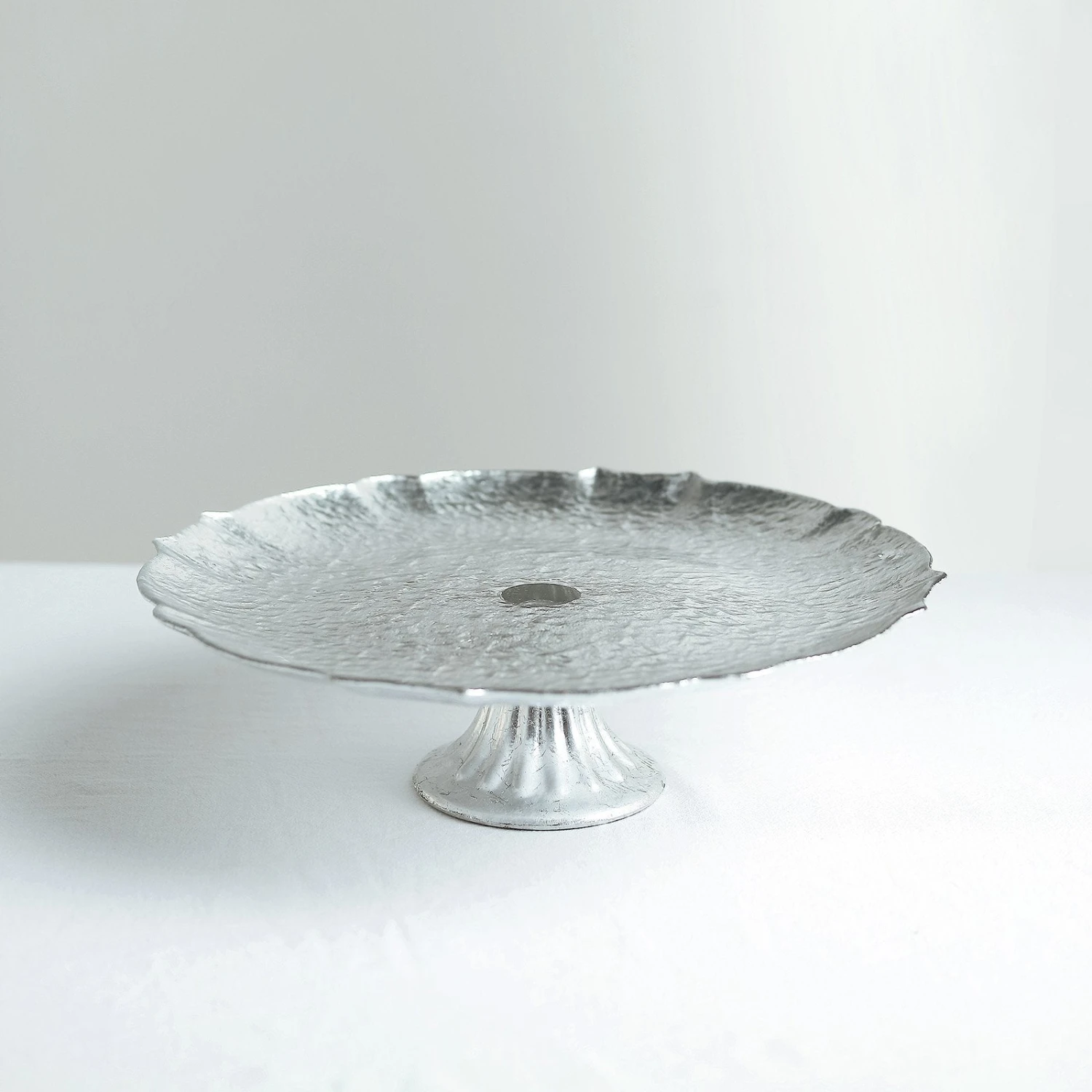 Glass Pedestal Plate Riser, Dessert/Appetizer Display Stand - Scalloped Edge 14" 5 Glass Pedestal Plate Riser, Dessert/Appetizer Display Stand - Scalloped Edge 14" - Image 5