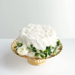 Glass Pedestal Plate Riser, Dessert/Appetizer Display Stand - Wavy Edge 12" -Home Decor Promotional Store CHDLR CAKE11 12 GOLD D01