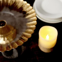 Glass Pedestal Plate Riser, Dessert/Appetizer Display Stand - Wavy Edge 12" -Home Decor Promotional Store CHDLR CAKE11 12 GOLD D07