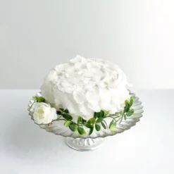 Glass Pedestal Plate Riser, Dessert/Appetizer Display Stand - Wavy Edge 12" -Home Decor Promotional Store CHDLR CAKE11 12 SILV D01