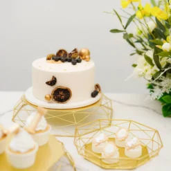 Set Of 3 | Gold Metal Geometric Risers, Reversible Octagon Basket Display Stands - 7"| 9"| 11" 25 Set Of 3 | Gold Metal Geometric Risers, Reversible Octagon Basket Display Stands - 7"| 9"| 11" -Home Decor Promotional Store CHDLR CAKE14 SET GOLD D04.progressive c9f5efd3 6ba9 467b ac46 6972b7effff0