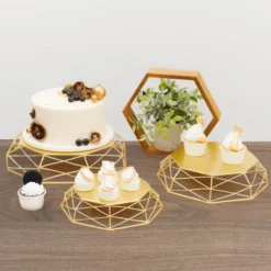 Set Of 3 | Gold Metal Geometric Risers, Reversible Octagon Basket Display Stands - 7"| 9"| 11" 27 Set Of 3 | Gold Metal Geometric Risers, Reversible Octagon Basket Display Stands - 7"| 9"| 11" -Home Decor Promotional Store CHDLR CAKE14 SET GOLD D09.progressive a6902698 75fa 48e6 b463 a71d29ce8001