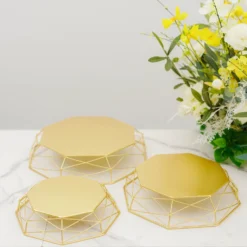 Set Of 3 | Gold Metal Geometric Risers, Reversible Octagon Basket Display Stands - 7"| 9"| 11" 20 Set Of 3 | Gold Metal Geometric Risers, Reversible Octagon Basket Display Stands - 7"| 9"| 11" -Home Decor Promotional Store CHDLR CAKE14 SET GOLD 01.progressive d746ab8a d8b2 489e a507 8fe6169f67ef