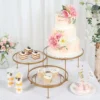 3-Tier Gold Metal Risers With Clear Round Acrylic Plates, Dessert Display Stands 23"