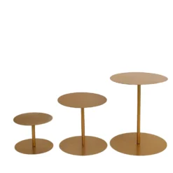 Set Of 3 | Gold Heavy Duty Metal Round Pedestal Risers, Dessert Display Stands- 8",10",12" -Home Decor Promotional Store CHDLR CAKE16 SET GOLD 99