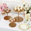 Set Of 3 | Gold Heavy Duty Metal Round Pedestal Risers, Dessert Display Stands- 8",10",12"