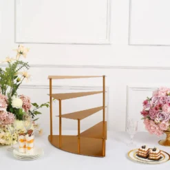 4-Tier Gold Metal Spiral Stairway Display Stand, Dessert Step Pedestal Tray 17" Tall 17 4-Tier Gold Metal Spiral Stairway Display Stand, Dessert Step Pedestal Tray 17" Tall -Home Decor Promotional Store CHDLR CAKE17 GOLD D02