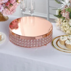 Crystal Beaded Metal Pedestal Riser, Dessert Display Stand 13"